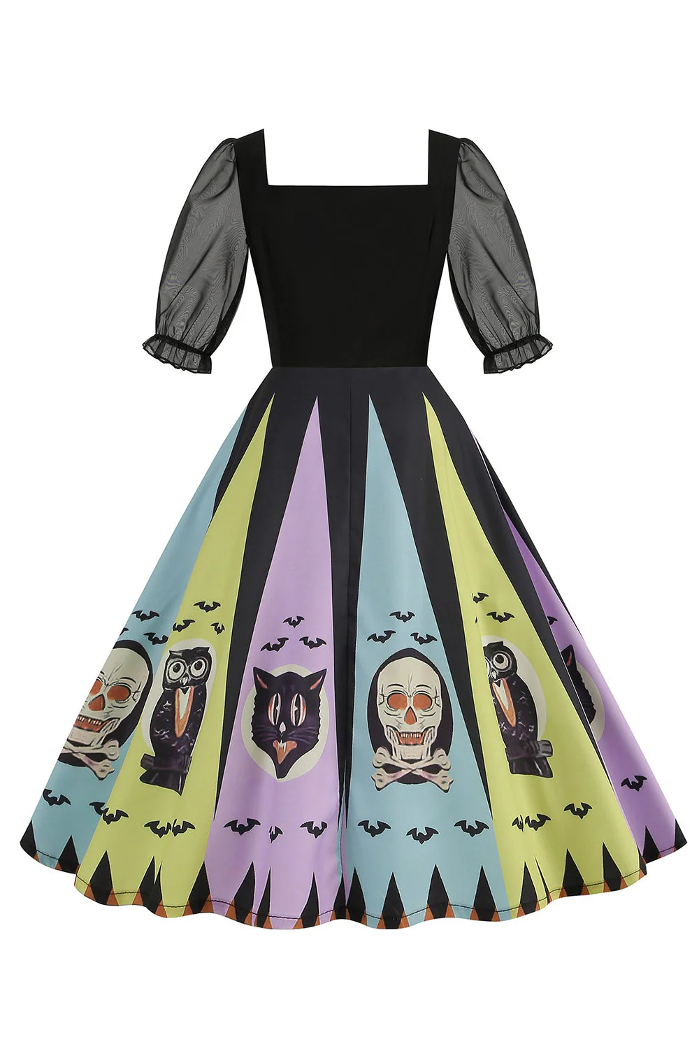 Noir A Line Halloween Robe Vintage Imprimée - Image 19