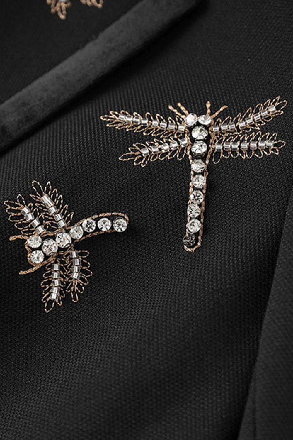 Blazer de soirée femme noir brillant à revers cranté strassé - Image 4