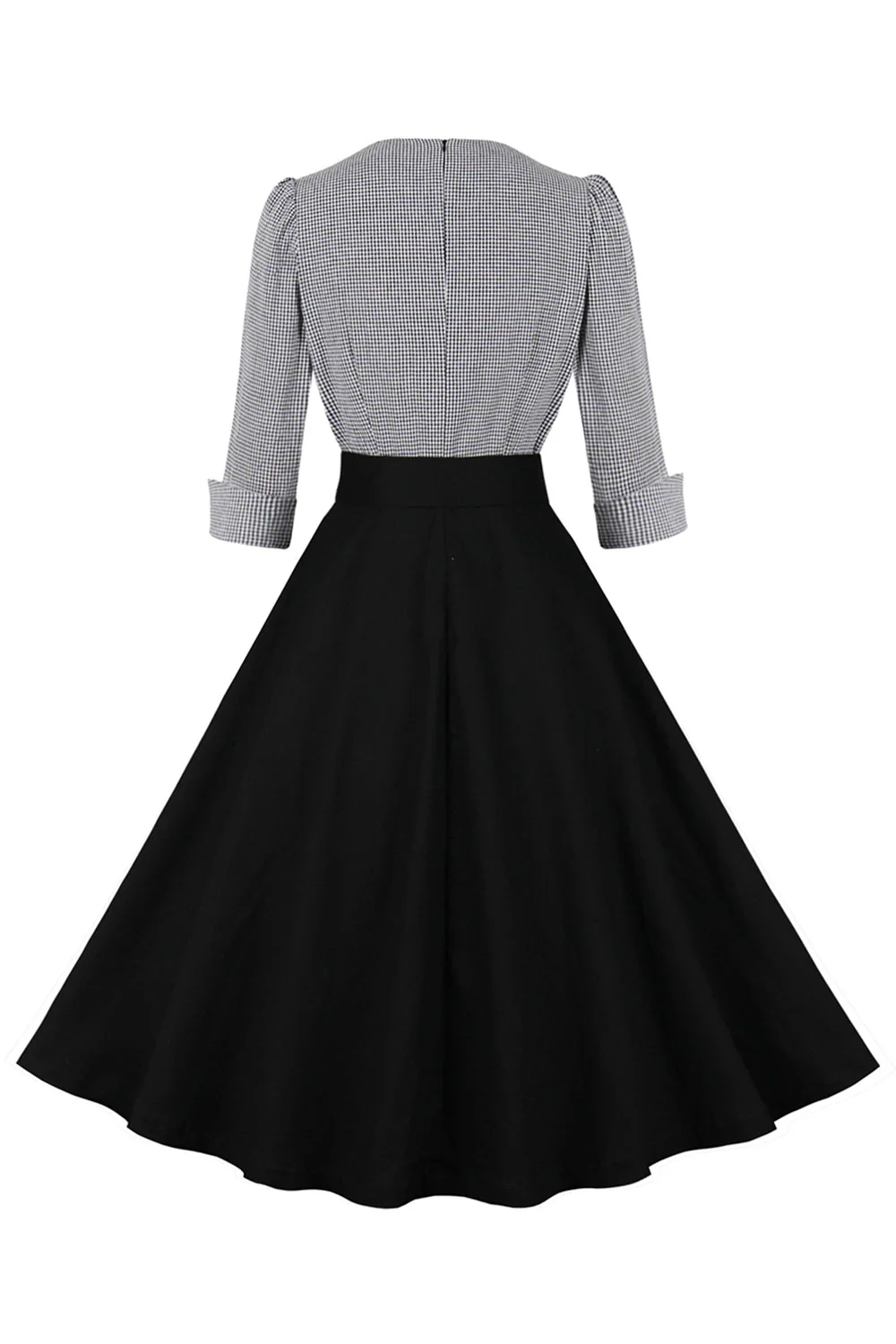Noir Col Col Plaid Vintage 1950s Robe - Image 2