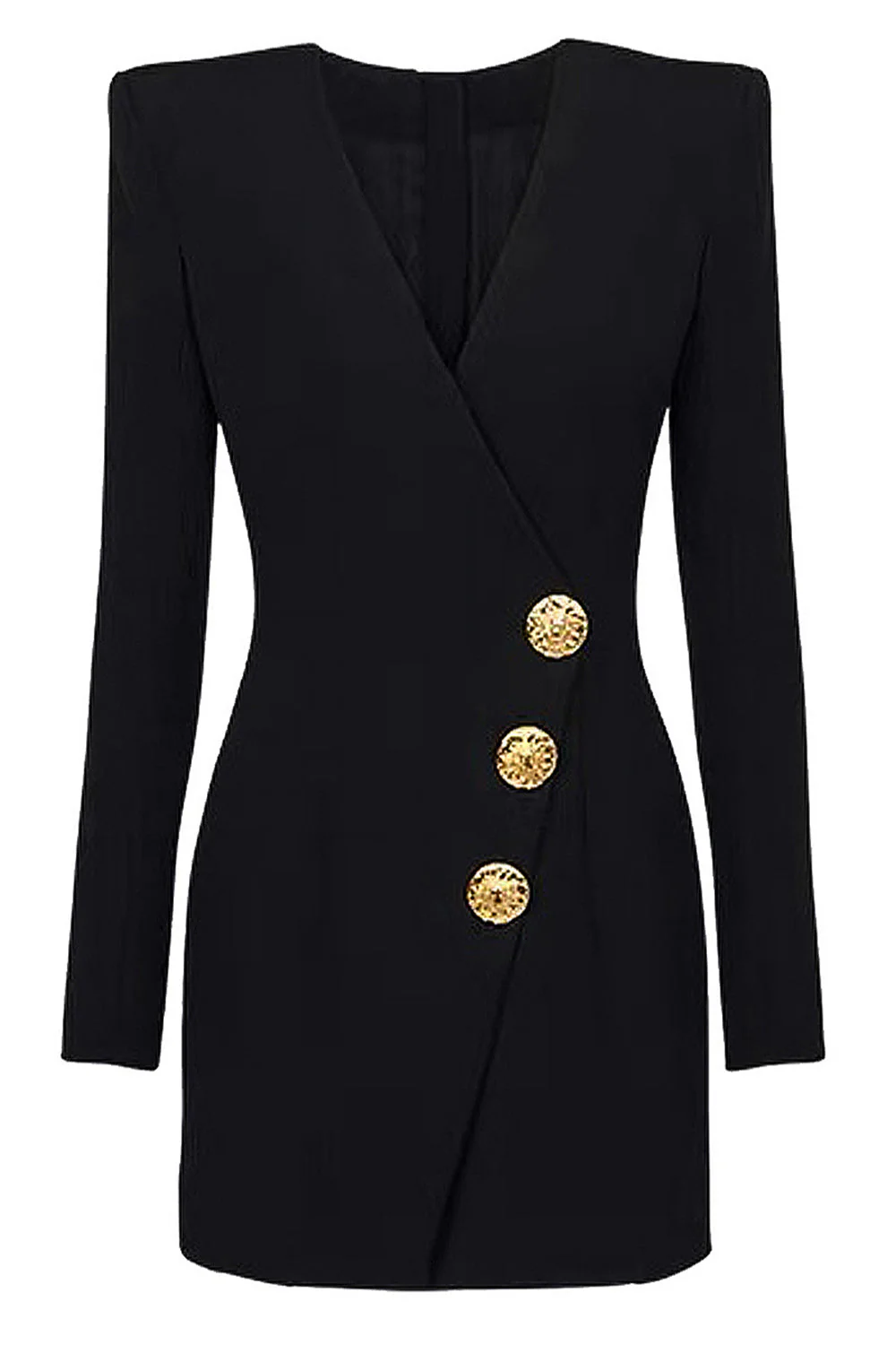 Noir Col en V Slim Fit Long Femmes Blazer