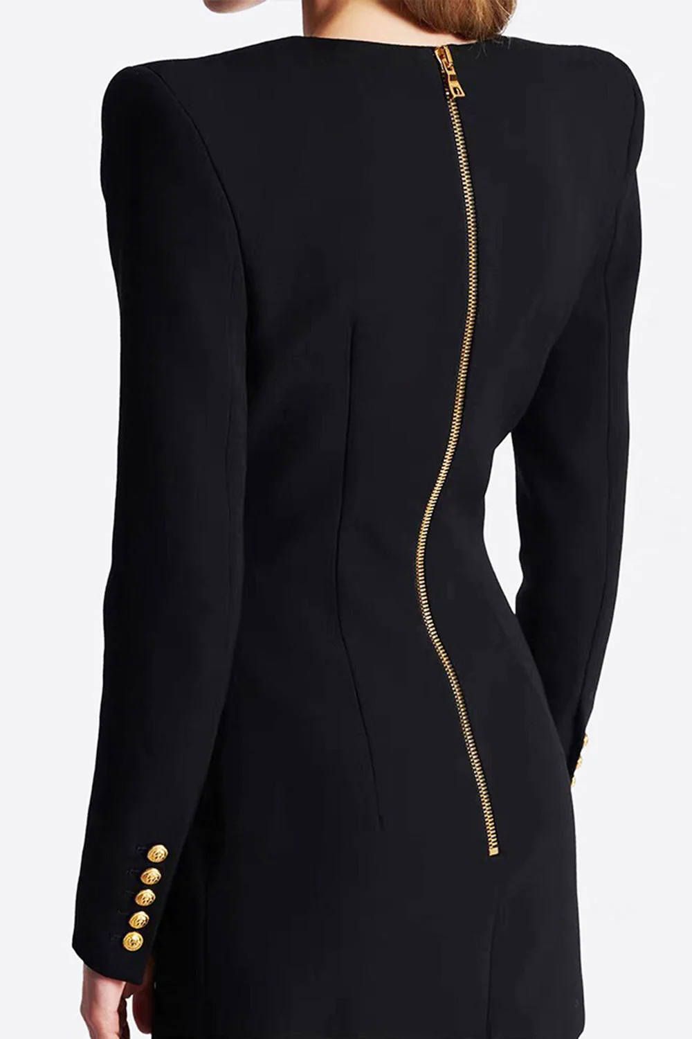 Noir Col en V Slim Fit Long Femmes Blazer - Image 2