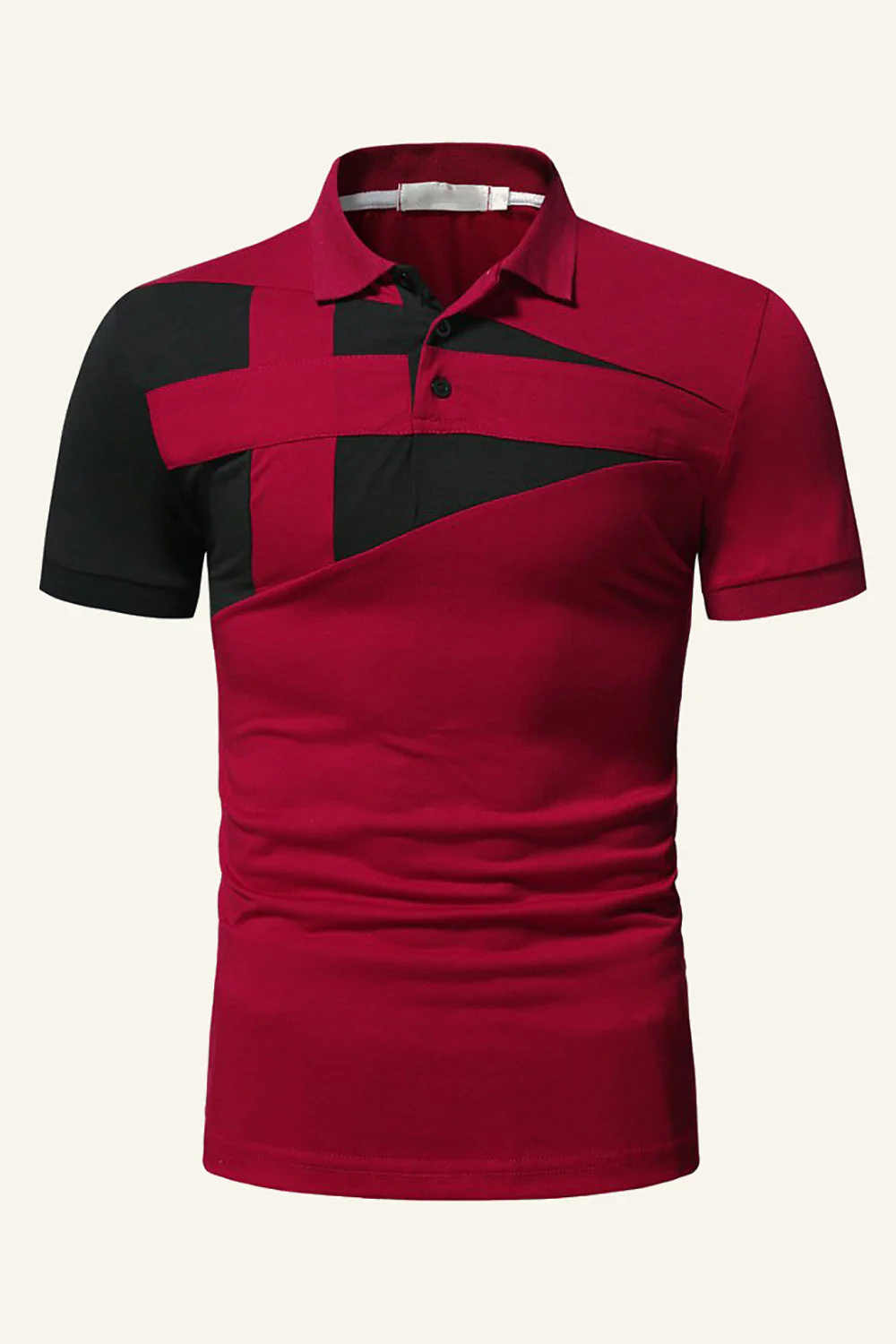 Noir et gris Regular Fit Patchwork Patchwork Polo pour hommes - Image 7