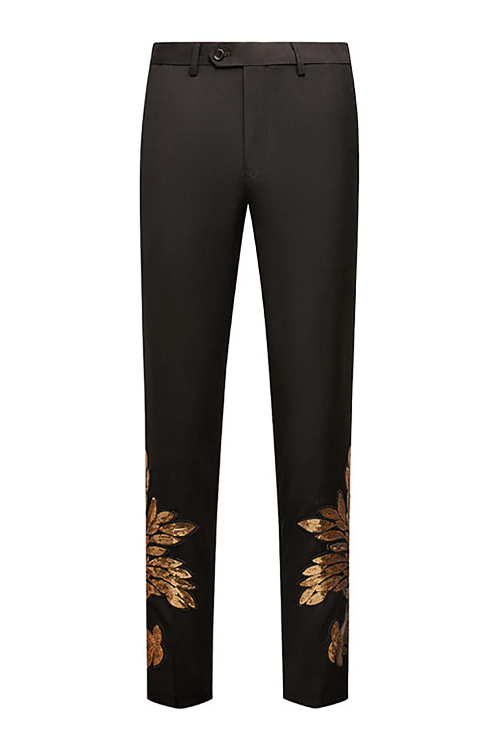 Noir et Or Jacquard Sequins Costumes de bal 2 pièces pour hommes - Image 3
