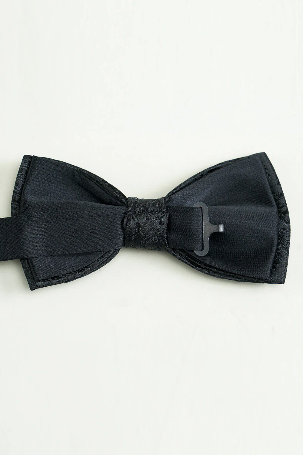 Noir Jacquard Satin Nœud Papillon Pocket Set - Image 3