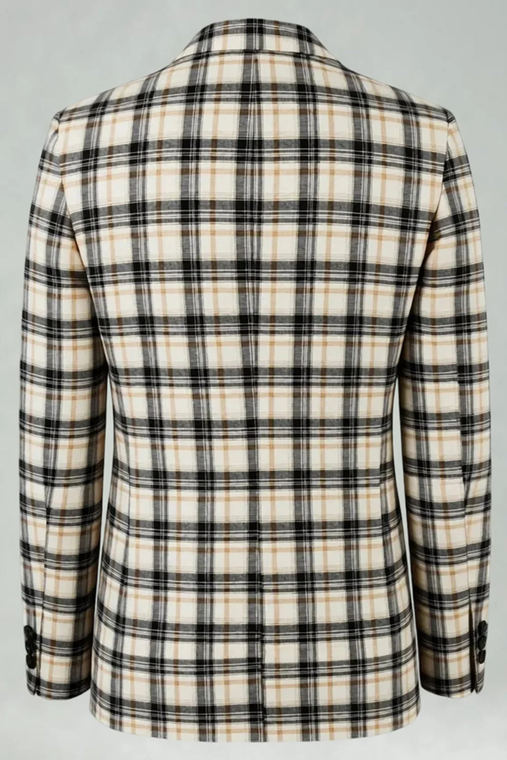 Noir Jaune Grille Cranté Revers 2 Pièces Costumes de Bal Hommes - Image 5