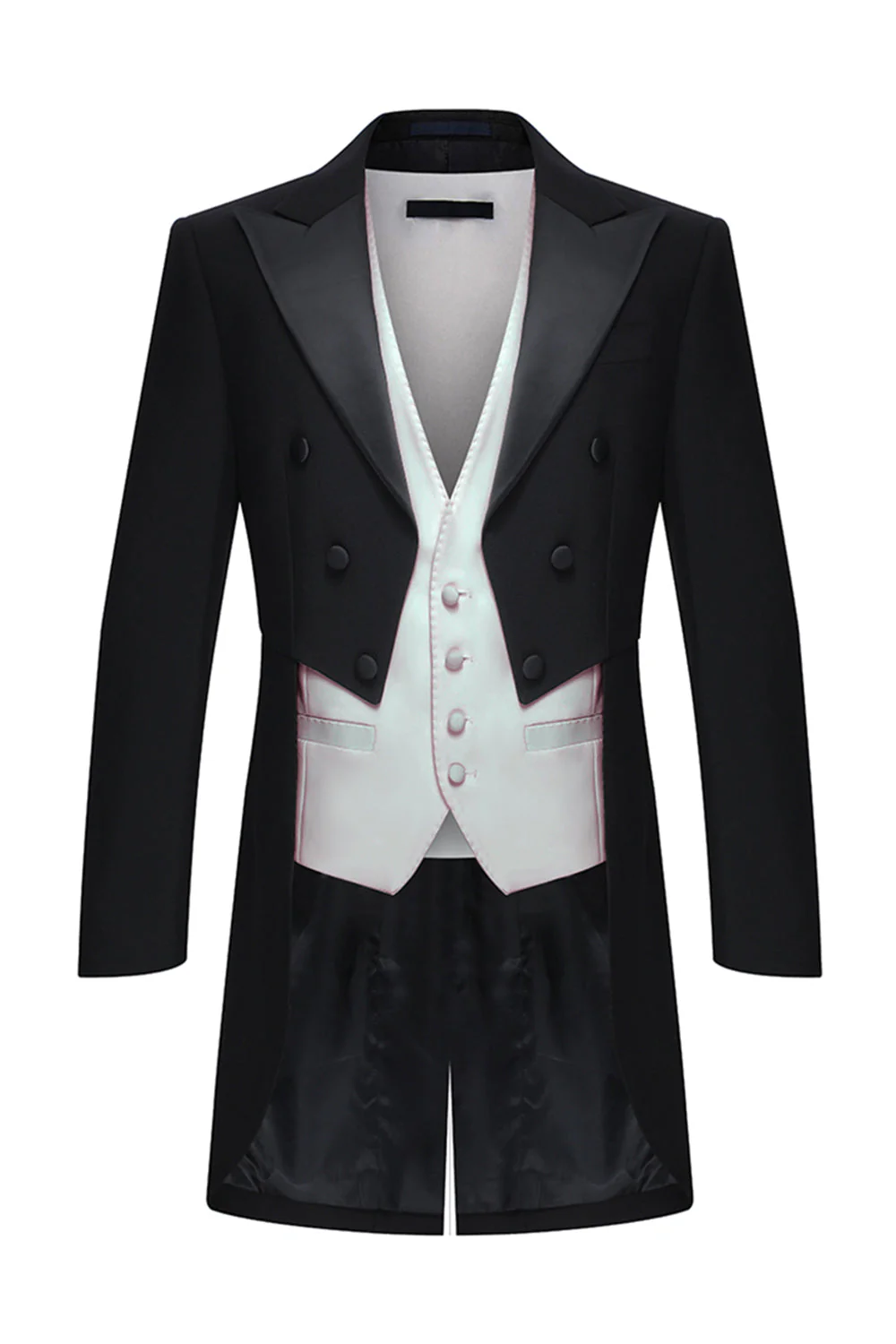 Noir Peak Lapel Double Breasted Smoking 3 pièces pour hommes - Image 2
