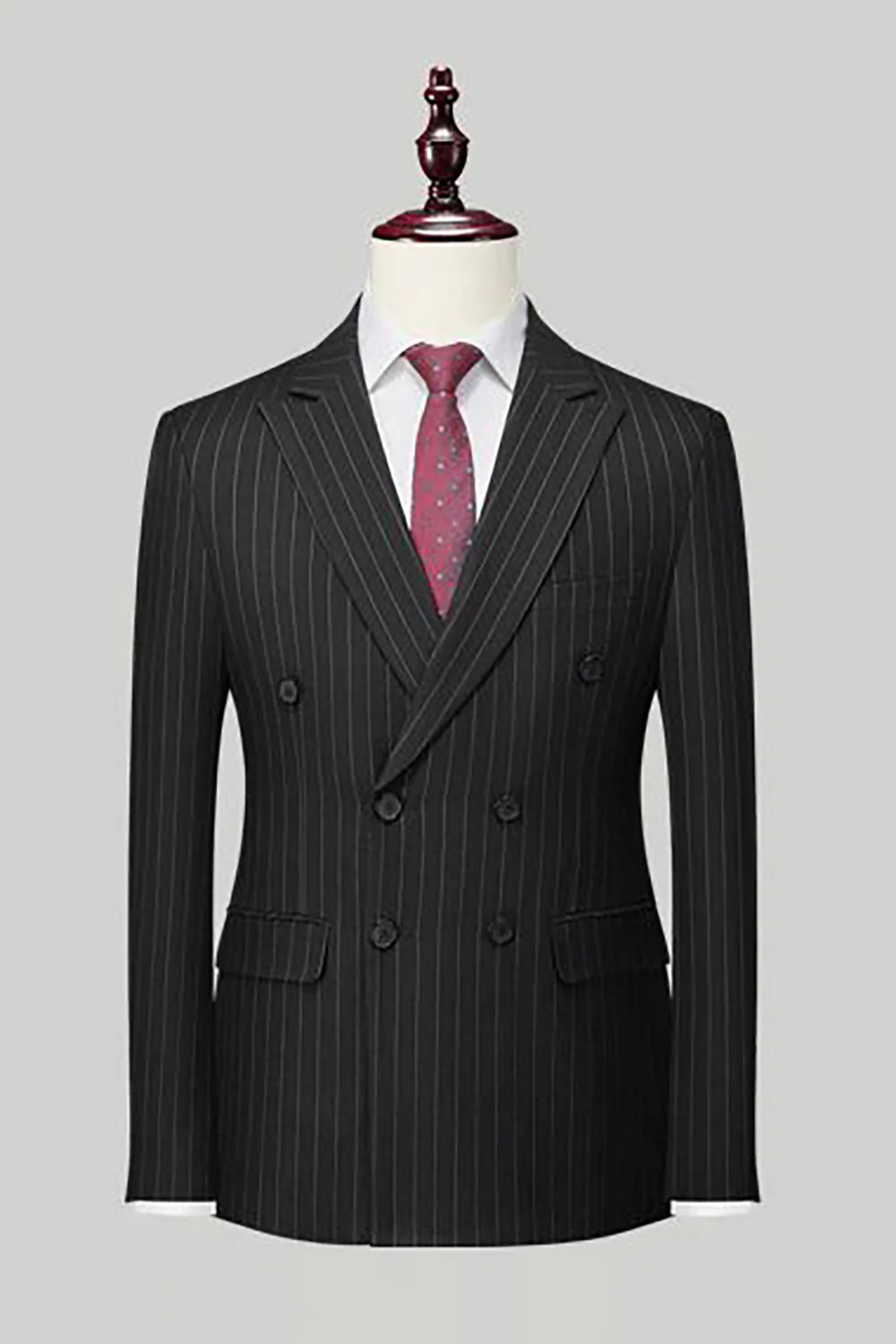 Noir Peak Revers 2 Pièces Hommes Costumes - Image 3