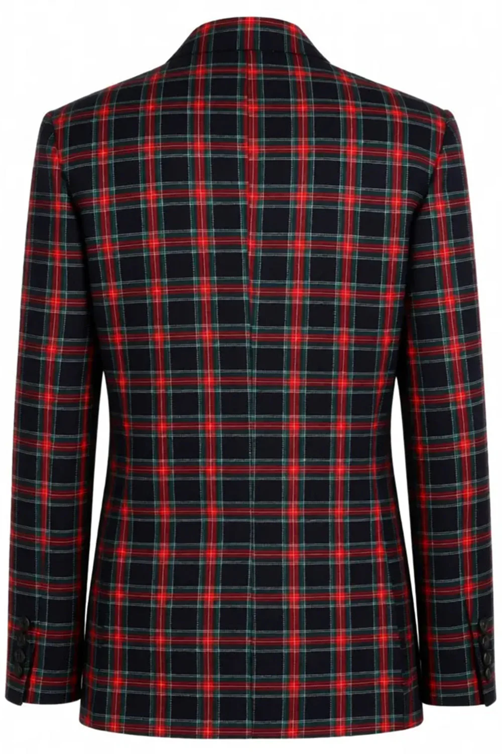 Noir Rouge Grille Pointe Revers Double Boutonnage 2 Pièces Costumes de Bal Hommes - Image 12