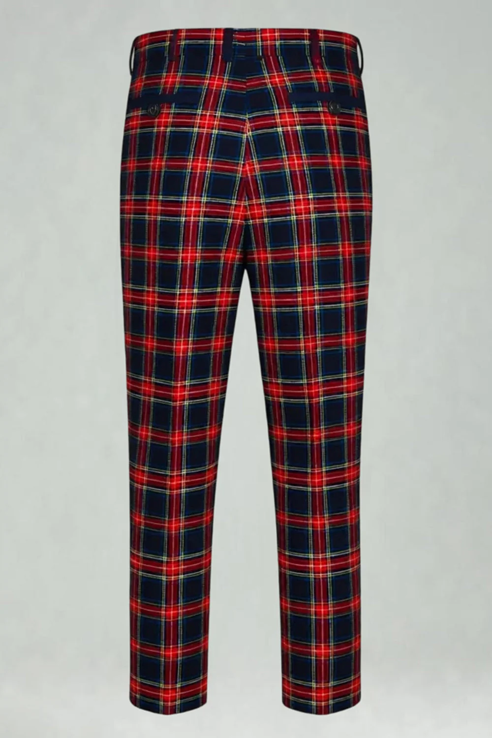 Noir Rouge Grille Pointe Revers Double Boutonnage 2 Pièces Costumes de Bal Hommes - Image 8