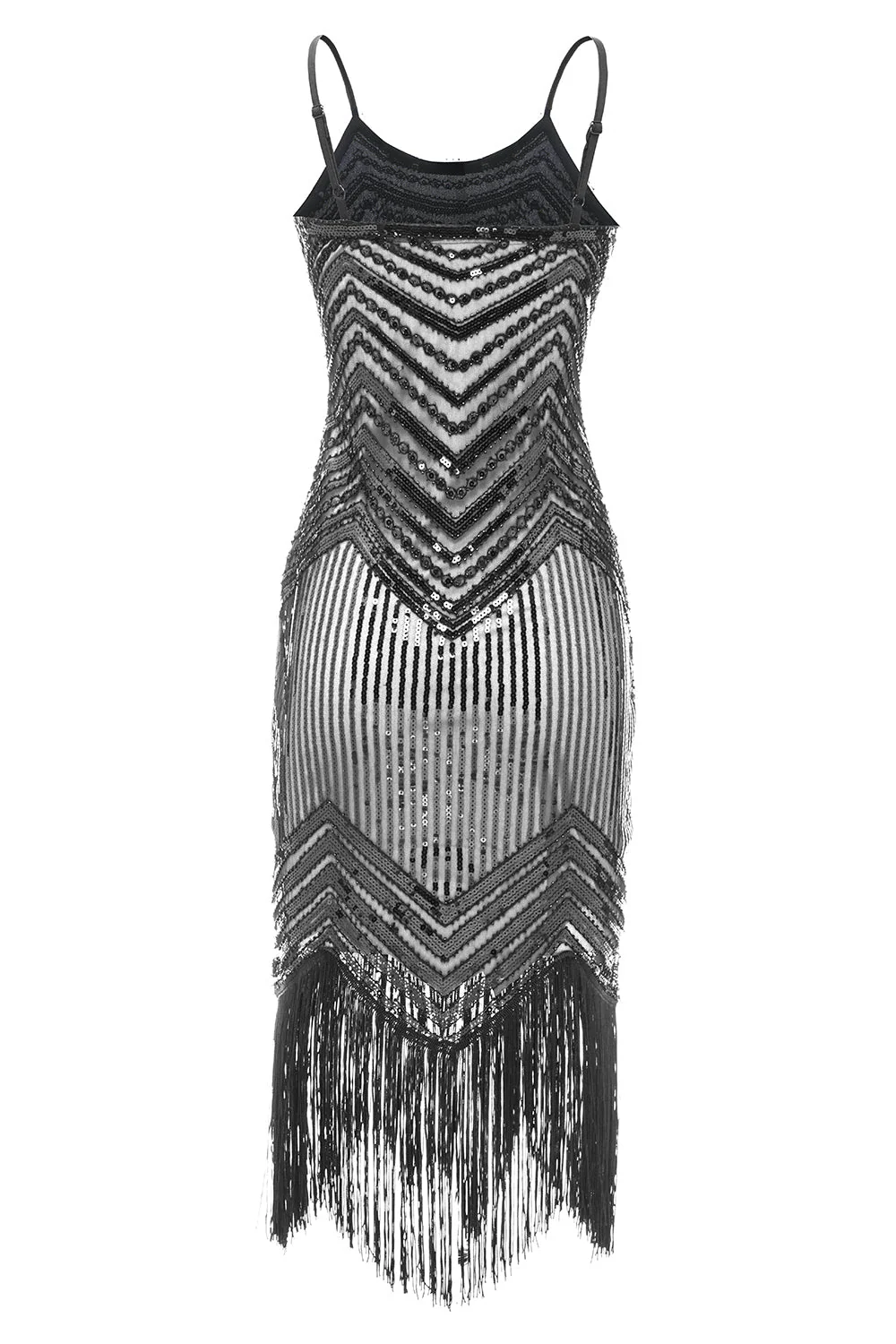 Robe années 20 noir et rouge à bretelles spaghetti - Image 10