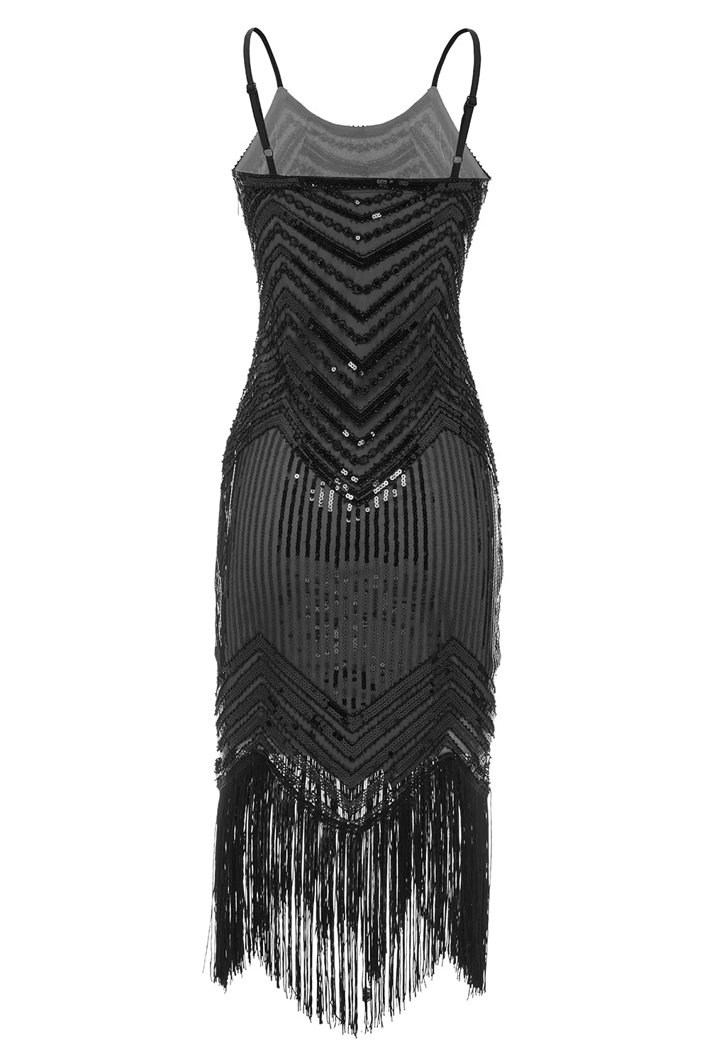 Robe années 20 noir et rouge à bretelles spaghetti - Image 19