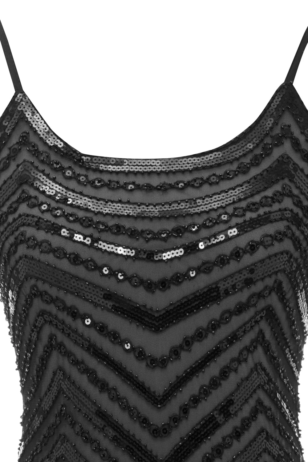 Robe années 20 noir et rouge à bretelles spaghetti - Image 21
