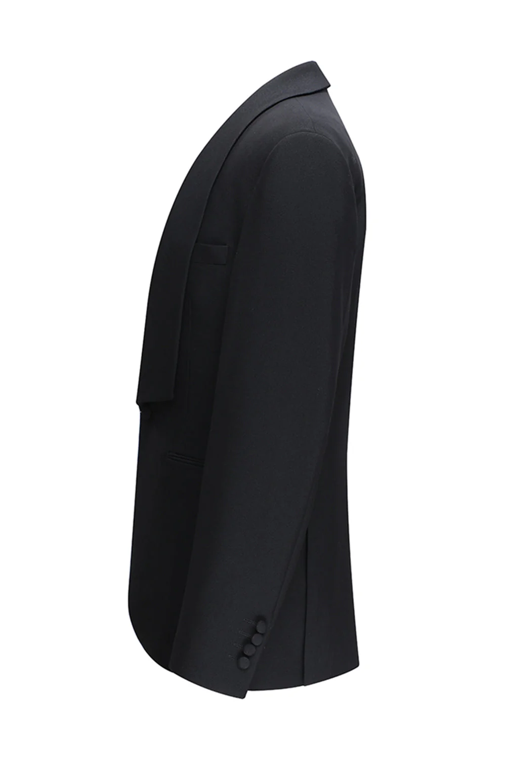 Noir un bouton châle revers 3 pièces Costumes pour hommes - Image 4