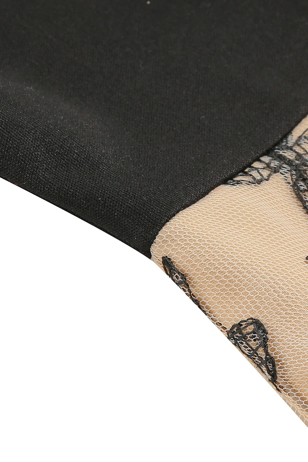 Noir V-Neck Vintage 1950s Robe avec Appliques - Image 4