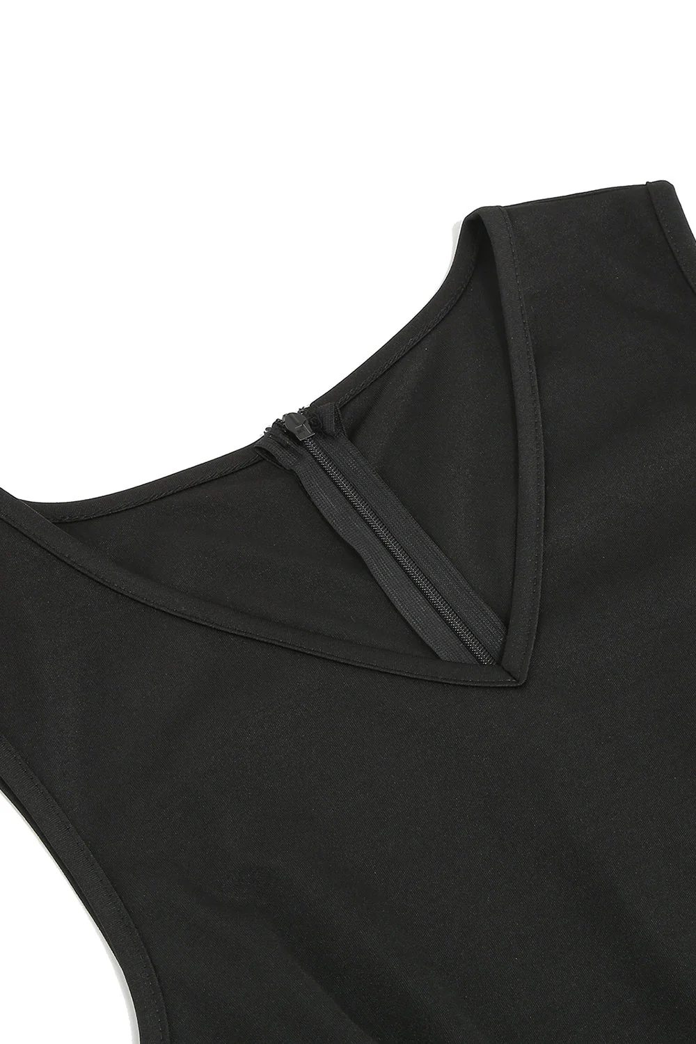 Noir V-Neck Vintage 1950s Robe avec Appliques - Image 5