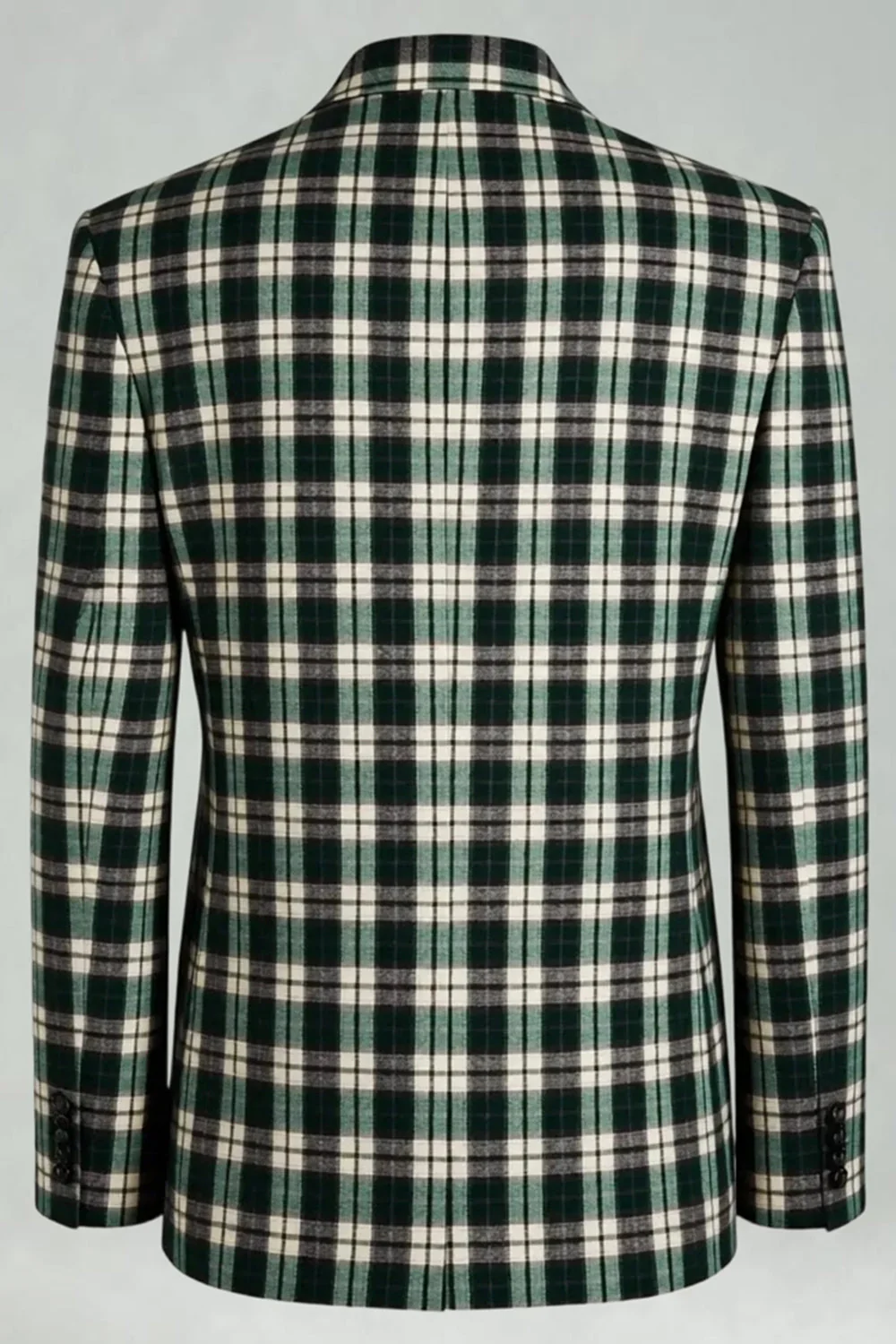 Noir Vert Grille Peak Revers 2 Pièces Costumes de bal pour hommes - Image 5
