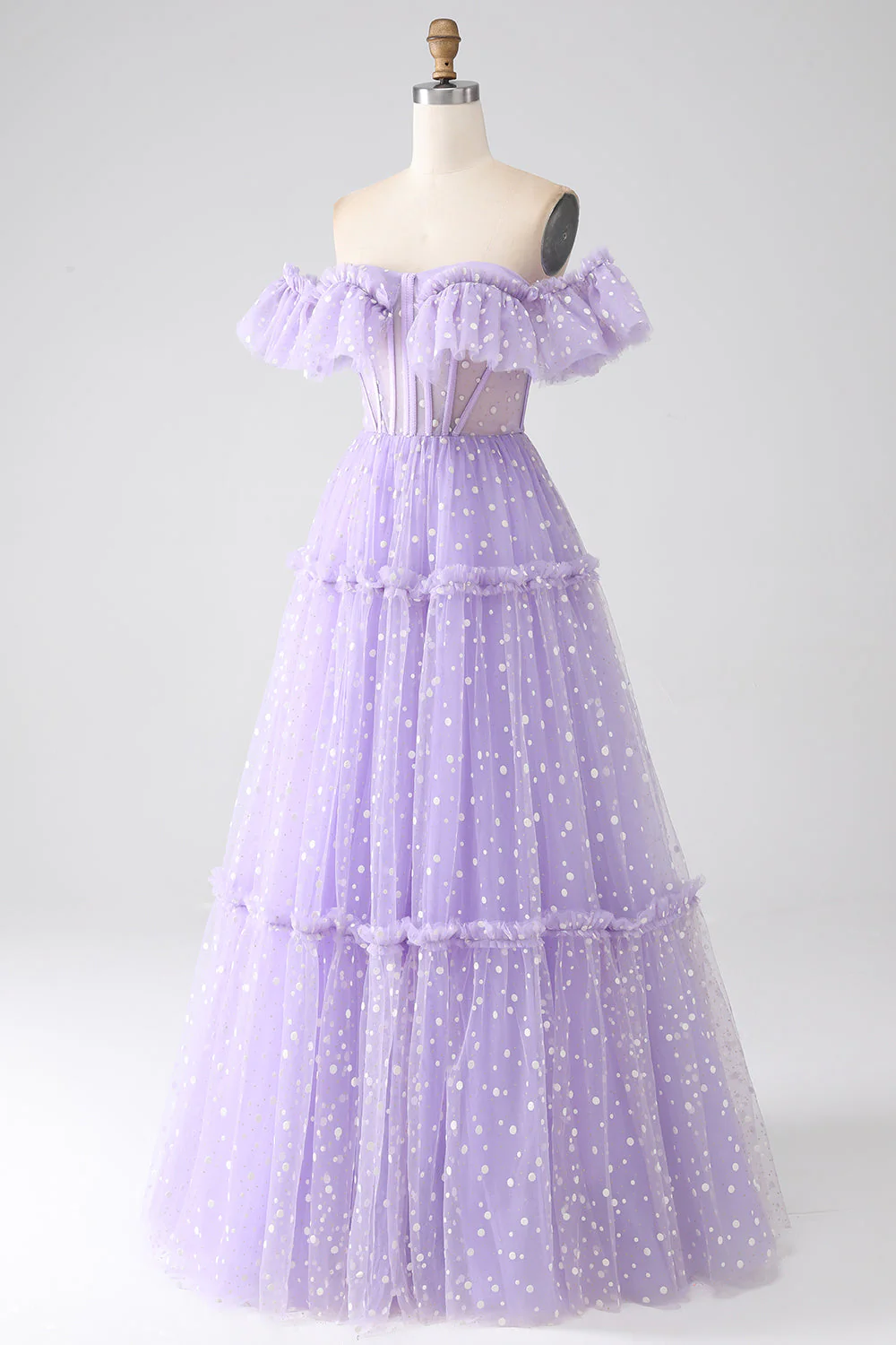 Robe de Soirée corset lilas à épaules dénudées - Image 3