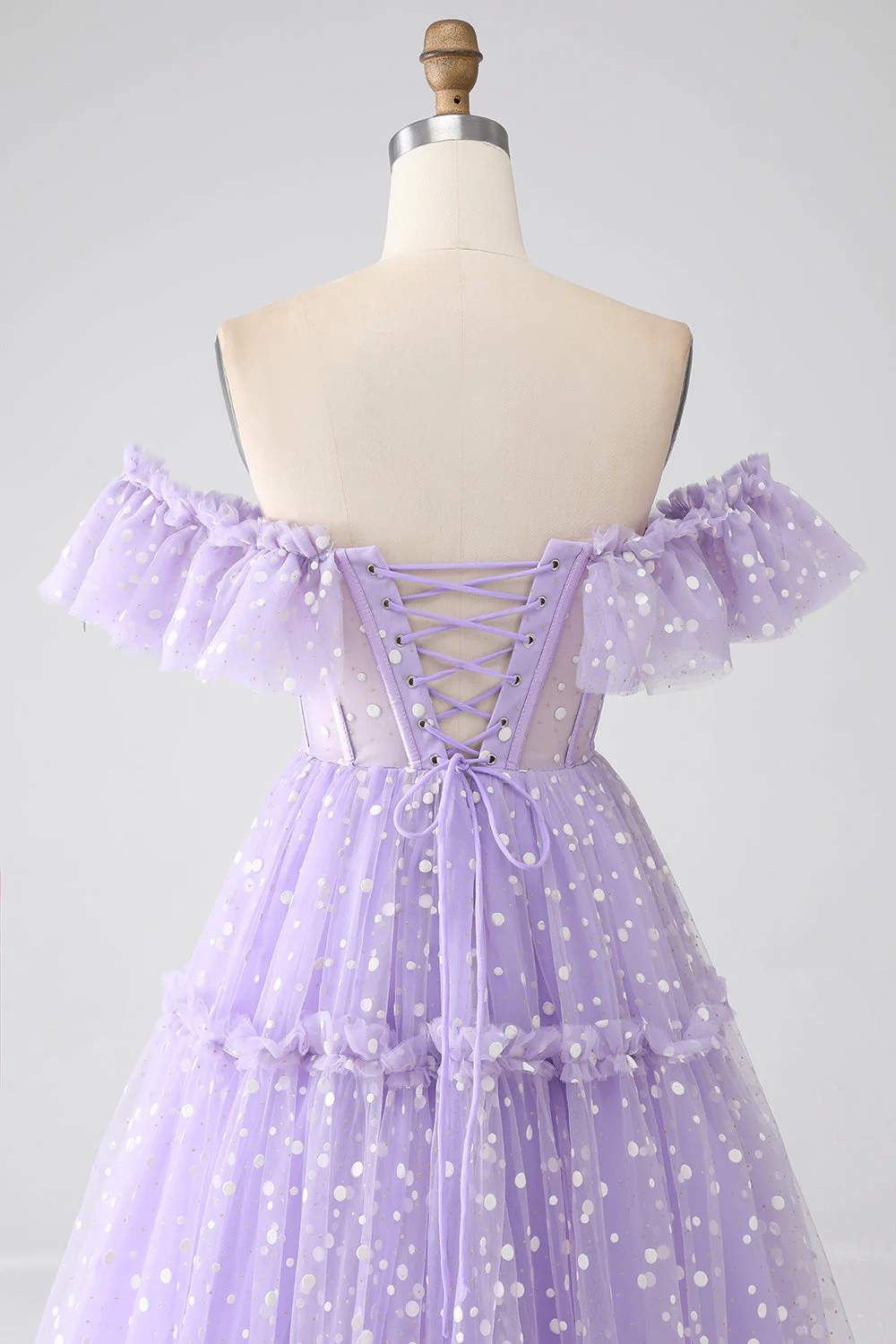 Robe de Soirée corset lilas à épaules dénudées - Image 5