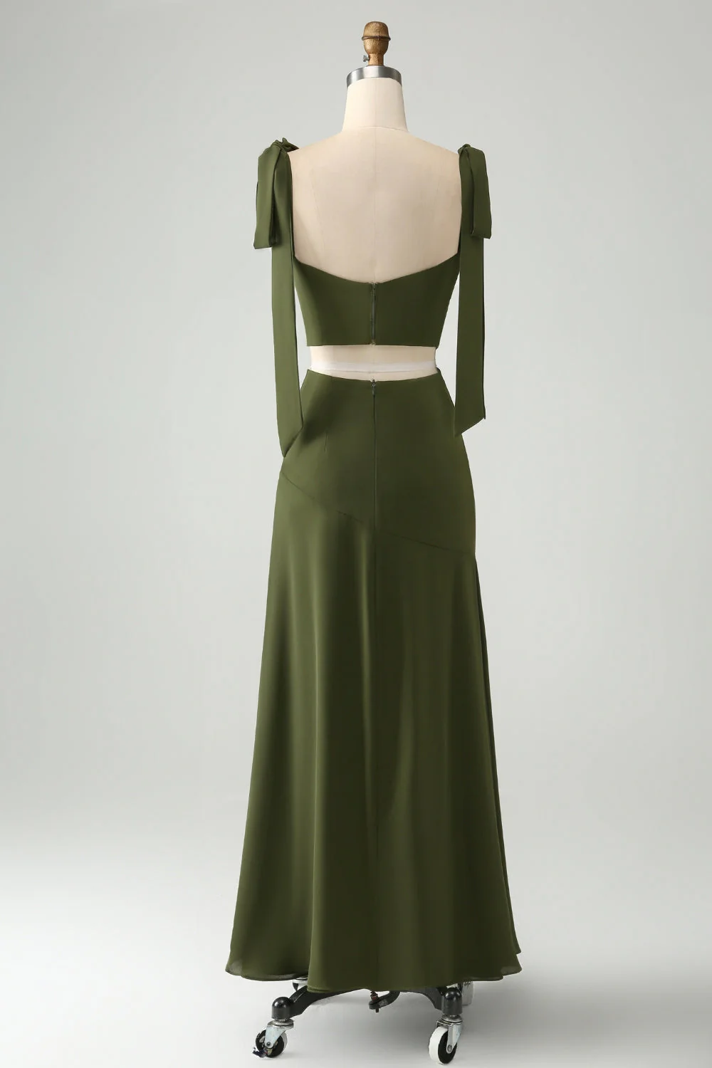 Olive A Line Spaghetti Straps Longueur au sol Demoiselle d’honneur avec fente - Image 7