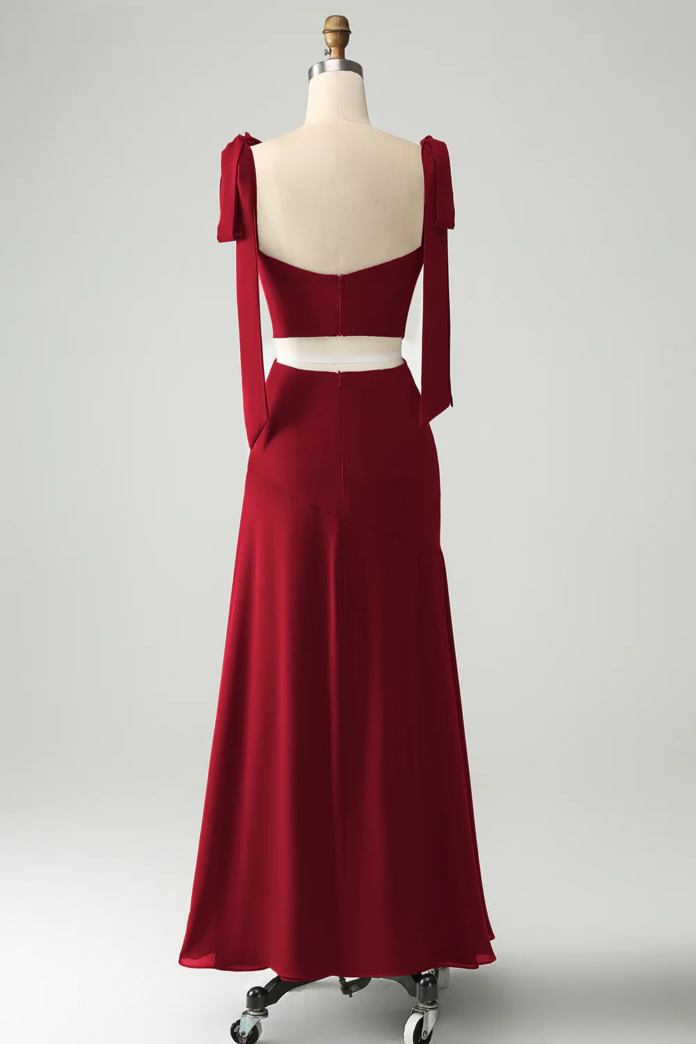 Olive A Line Spaghetti Straps Longueur au sol Robe d’invitée de mariage avec fente - Image 10