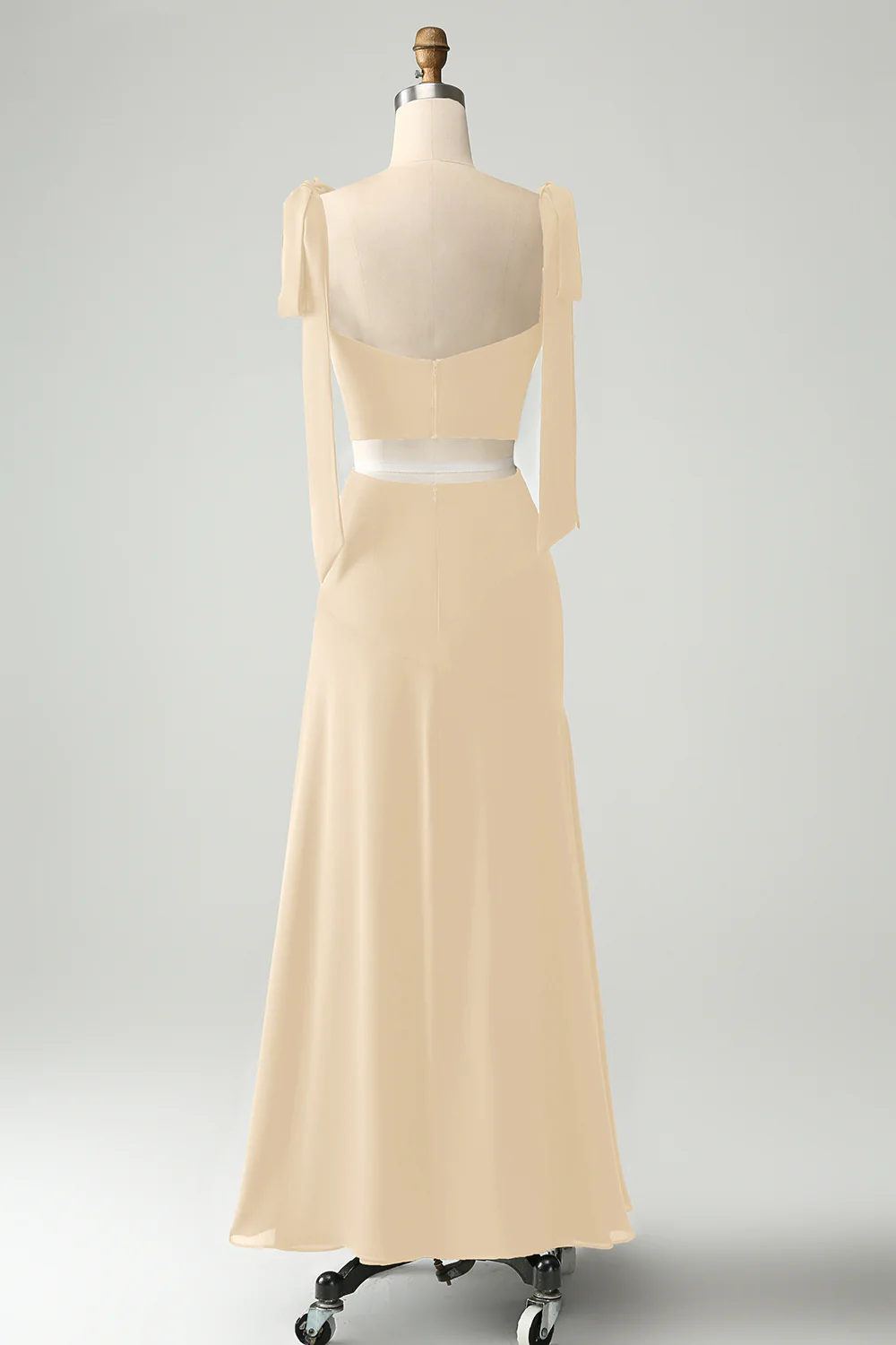 Olive A Line Spaghetti Straps Longueur au sol Robe d’invitée de mariage avec fente - Image 12