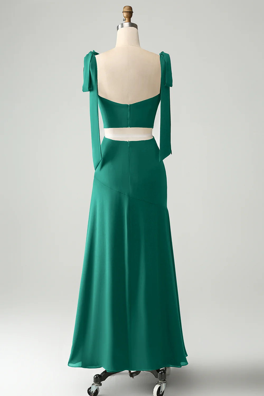 Olive A Line Spaghetti Straps Longueur au sol Robe d’invitée de mariage avec fente - Image 14