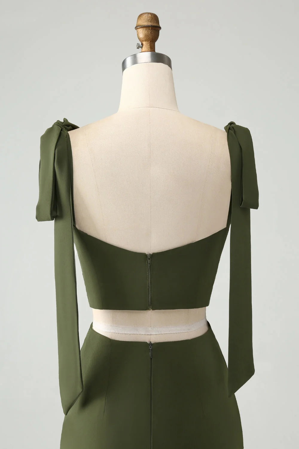 Olive A Line Spaghetti Straps Longueur au sol Robe d’invitée de mariage avec fente - Image 5