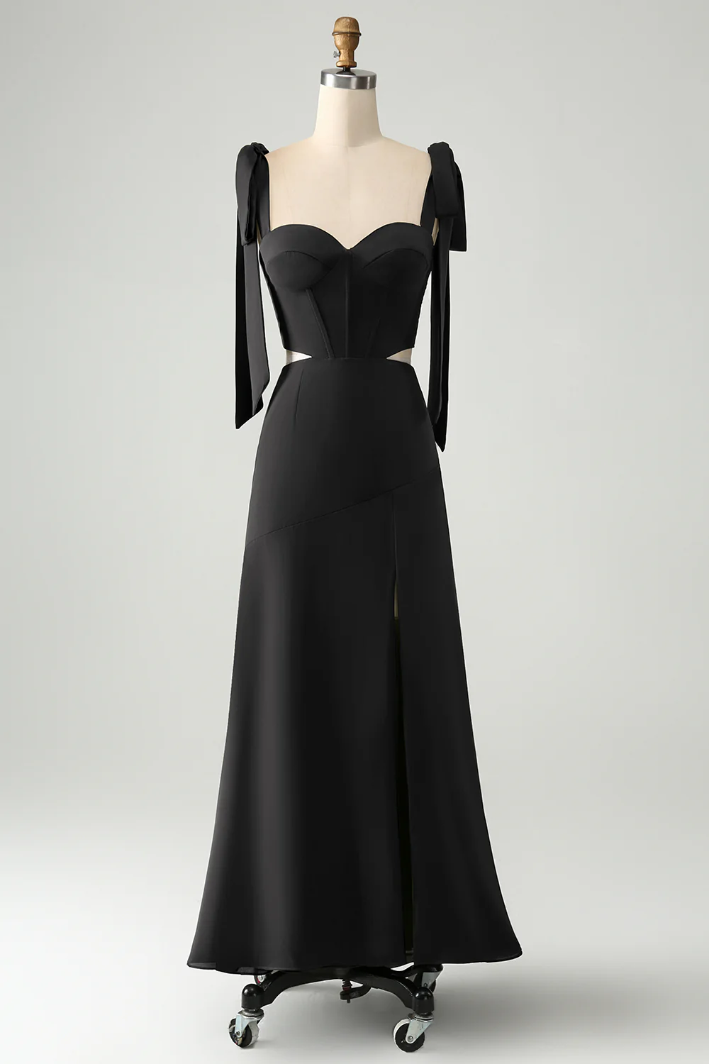 Olive A Line Spaghetti Straps Longueur au sol Robe d’invitée de mariage avec fente - Image 7