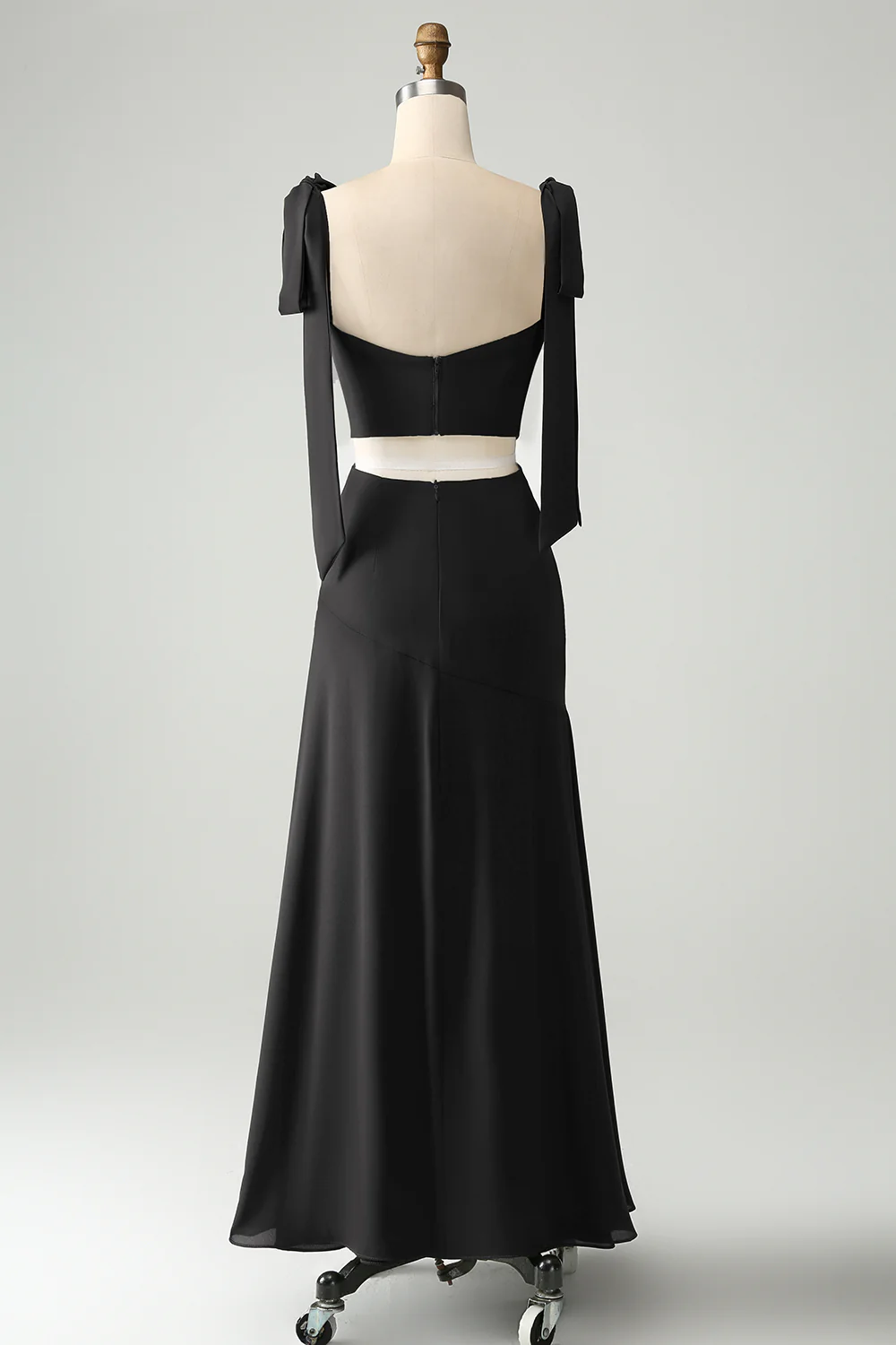 Olive A Line Spaghetti Straps Longueur au sol Robe d’invitée de mariage avec fente - Image 8