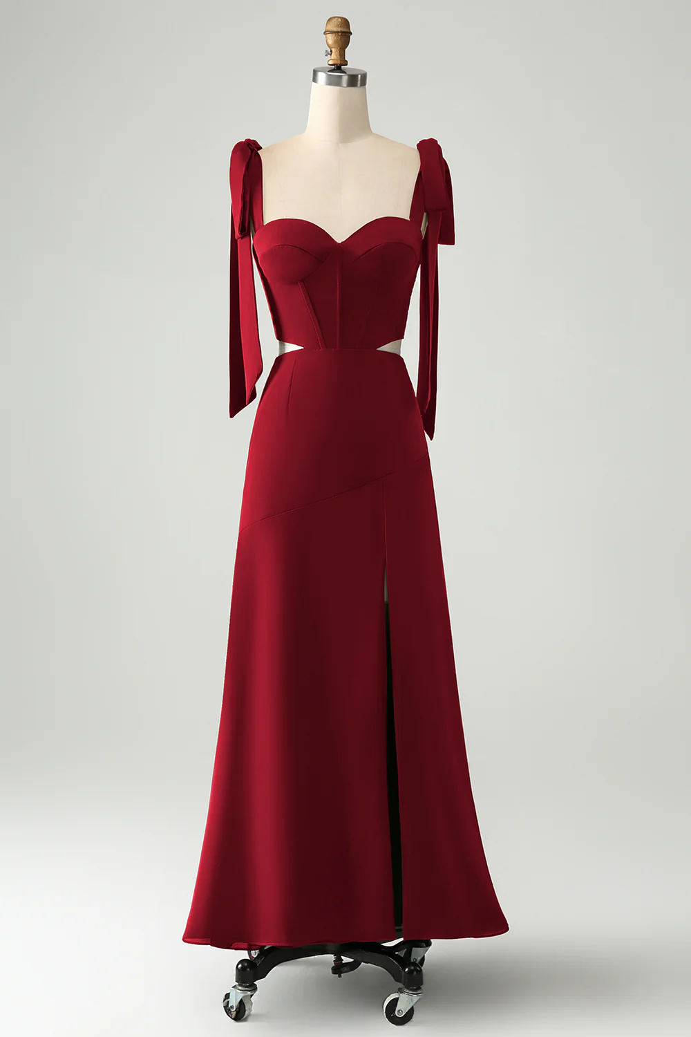 Olive A Line Spaghetti Straps Longueur au sol Robe d’invitée de mariage avec fente - Image 9
