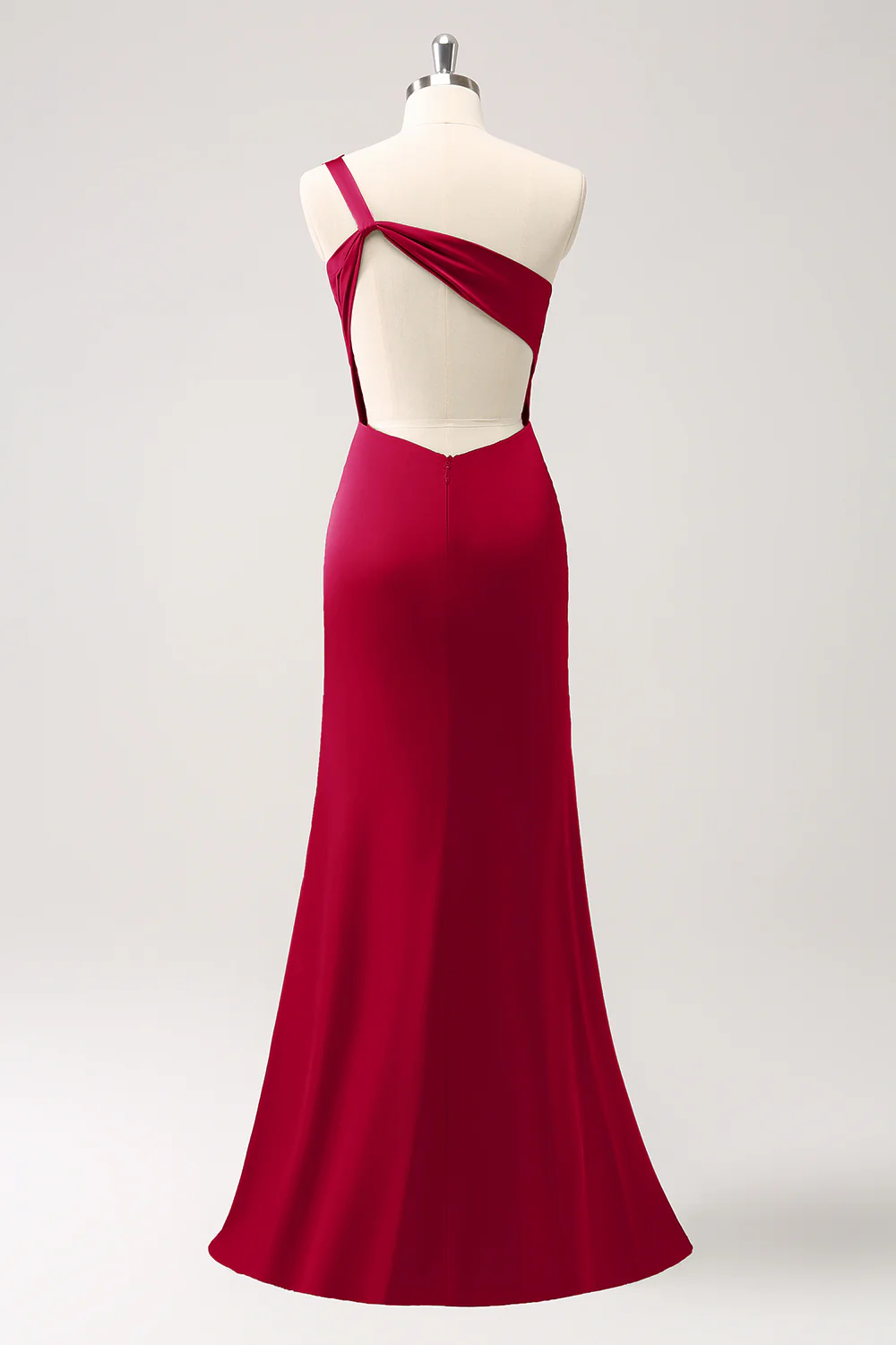 Olive une épaule sirène satin longue robe de demoiselle d’honneur - Image 10