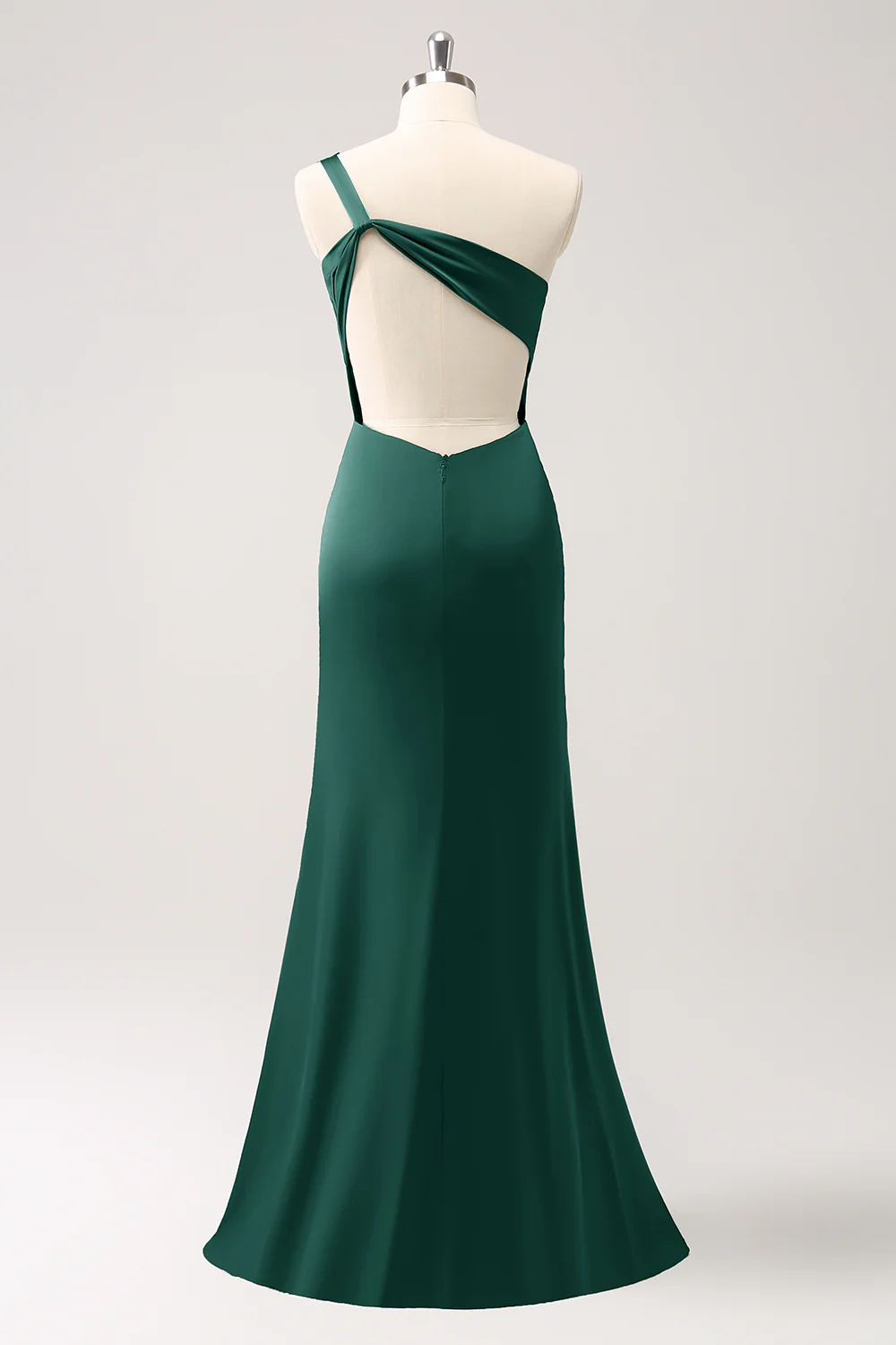 Olive une épaule sirène satin longue robe de demoiselle d’honneur - Image 14
