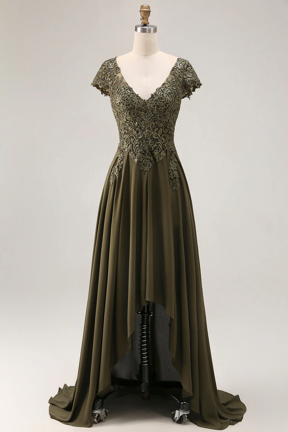 Olive Une Ligne Satin Asymétrique Haut Bas Mère de la Mariée Robe