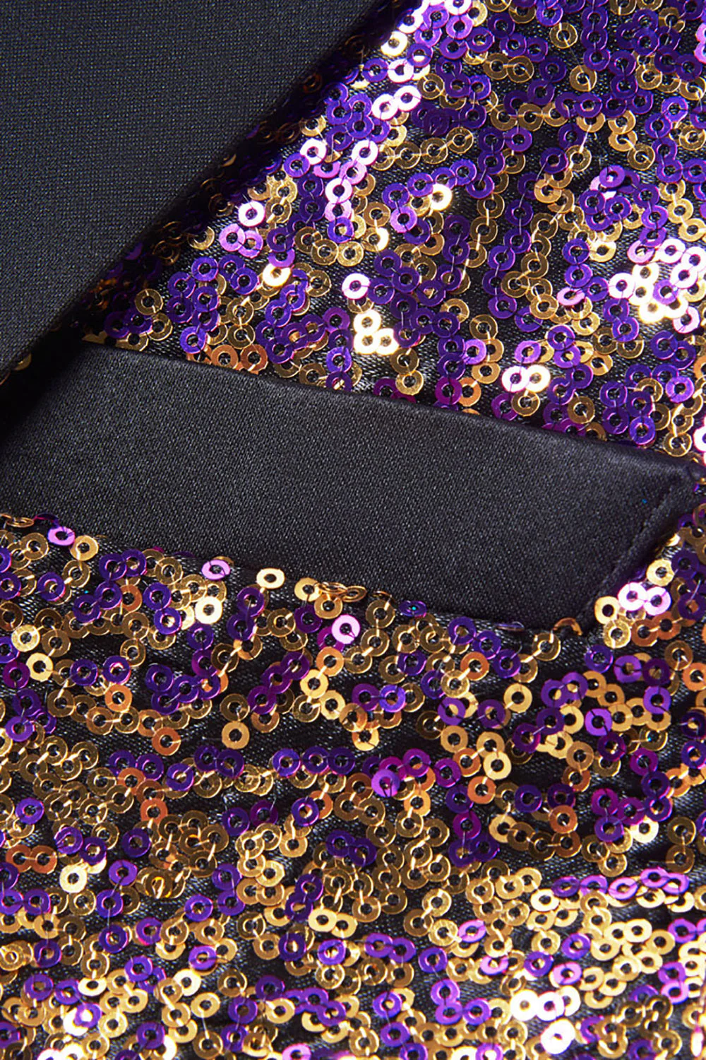 Ombre Paillettes Violet Homme 2 Pièces Slim Fit Notched Lapel Costumes de cocktail - Image 4