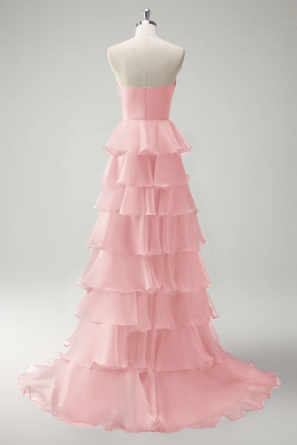 Robe De Soirée longue princesse orange à décolleté en cœur et fente - Image 12