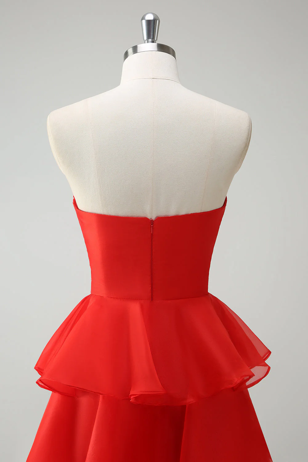 Robe De Soirée longue princesse orange à décolleté en cœur et fente - Image 5
