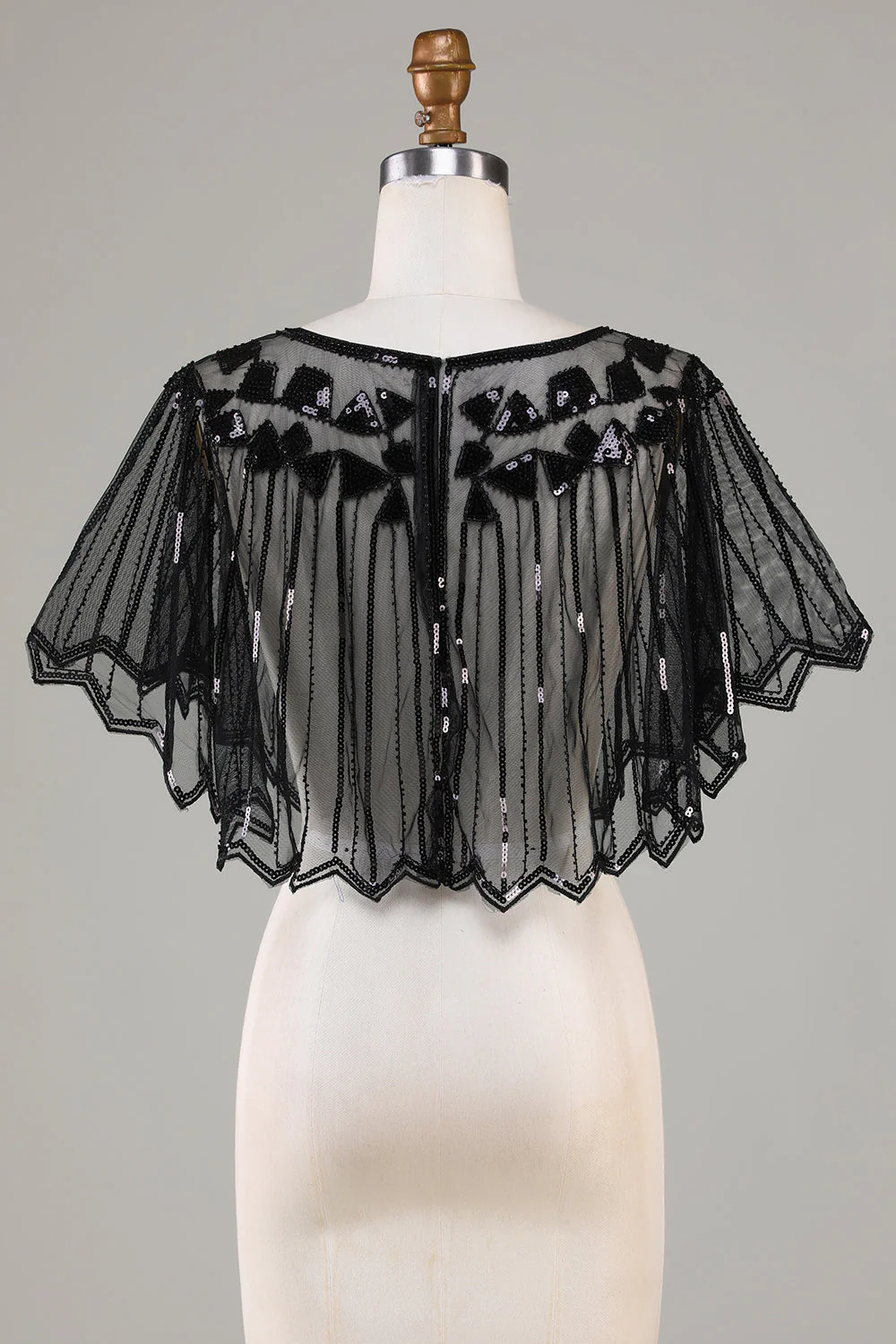 Paillettes Black Glitter 1920s Cape avec perles - Image 2