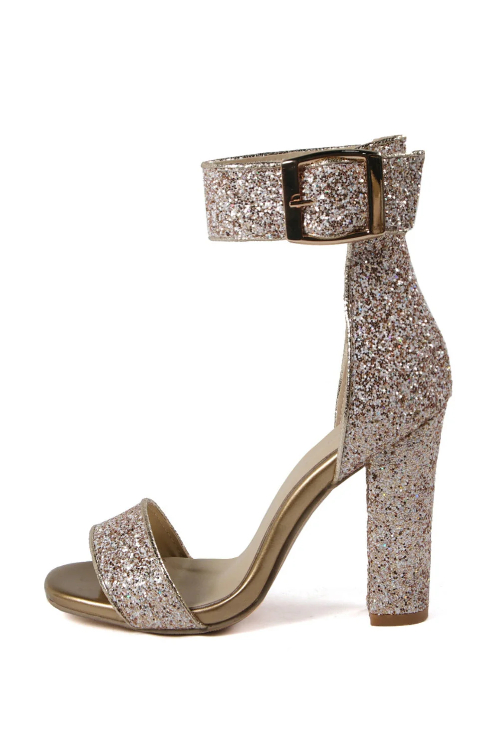 Paillettes dorées à bout ouvert boucle Chaussures de soirée - Image 3