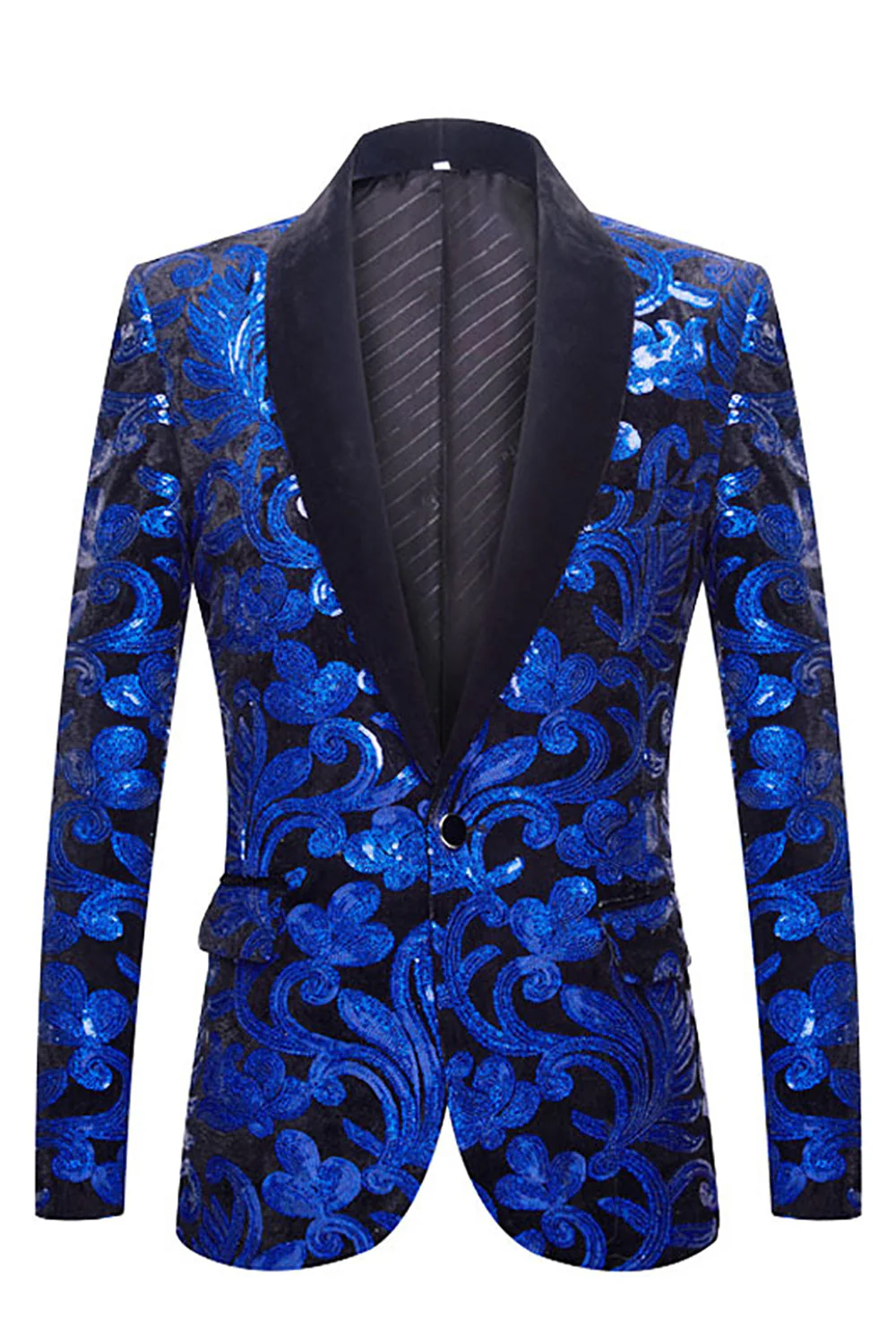 Paillettes rouges Motif floral Hommes 2 pièces Costumes - Image 10