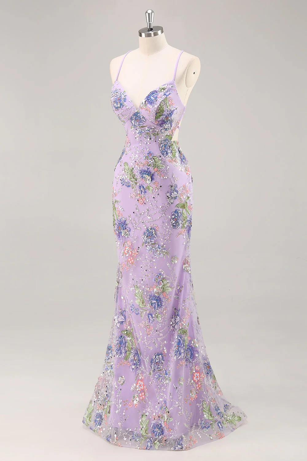 Robe de soirée sirène noire à sequins et bretelles fines avec appliques - Image 22