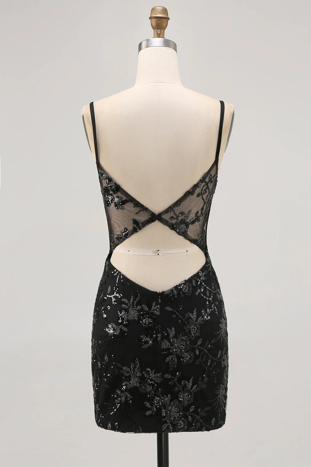 Paillettes scintillantes vert foncé Moulante corset dos nu Robe de retour - Image 10