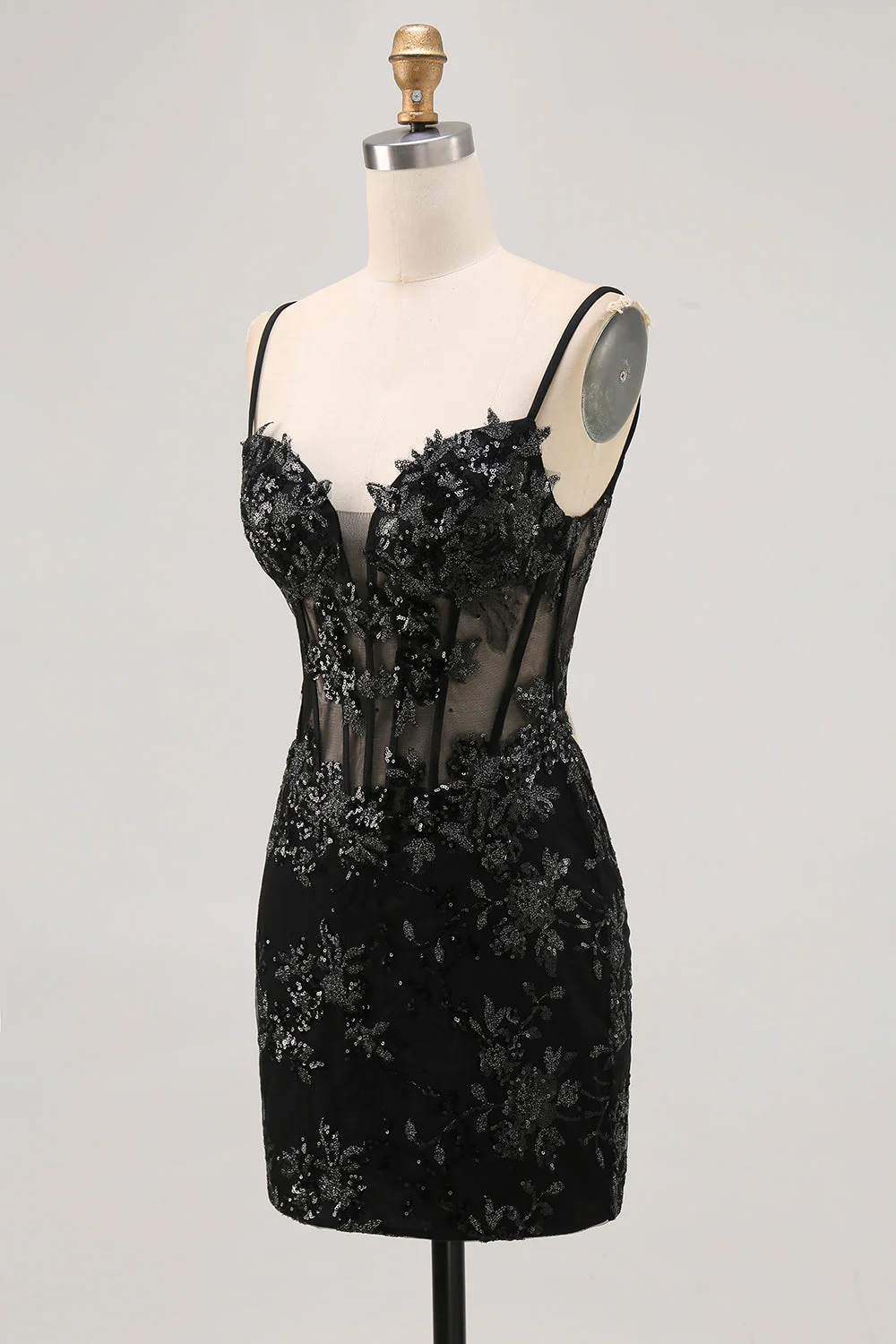 Paillettes scintillantes vert foncé Moulante corset dos nu Robe de retour - Image 11