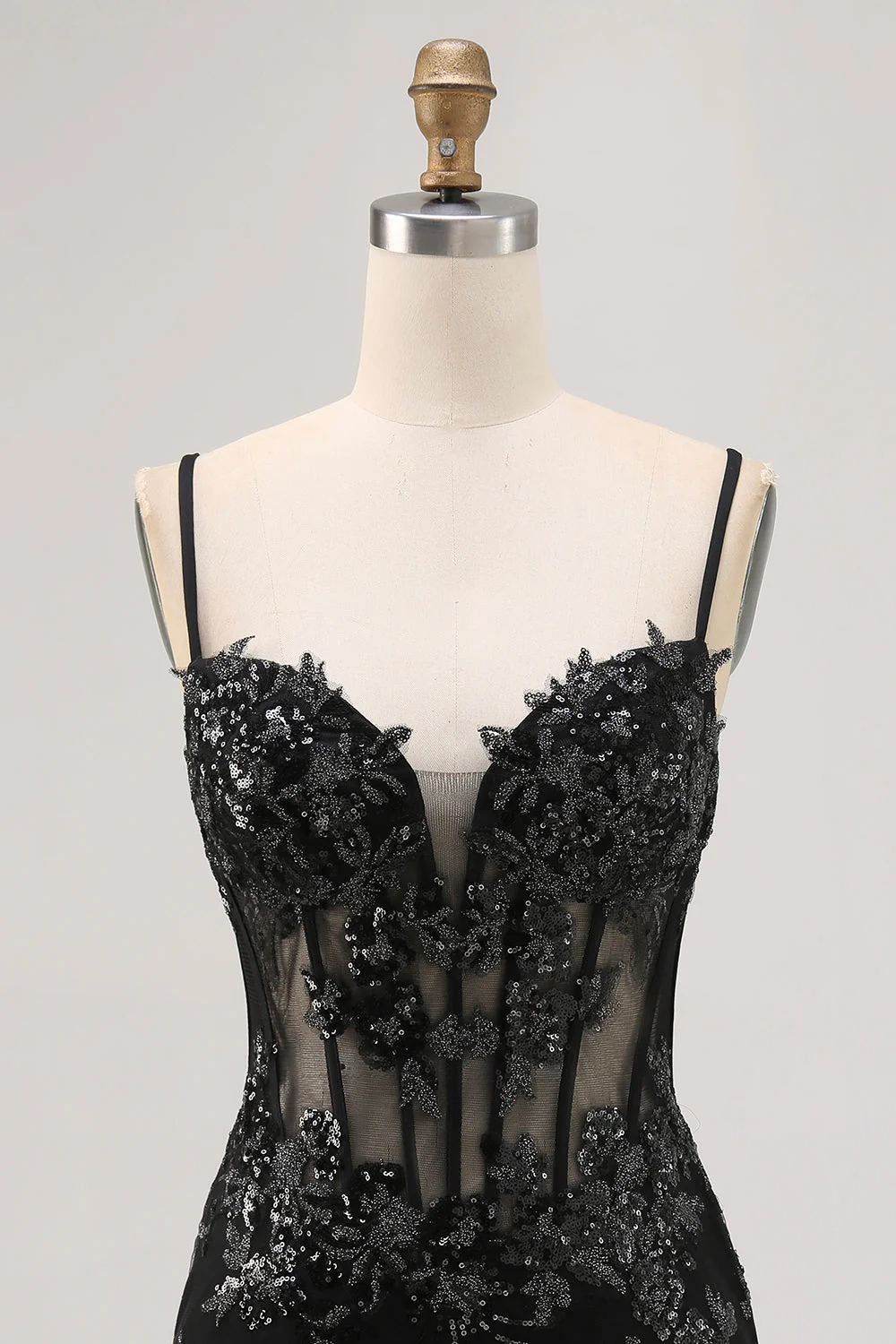 Paillettes scintillantes vert foncé Moulante corset dos nu Robe de retour - Image 12