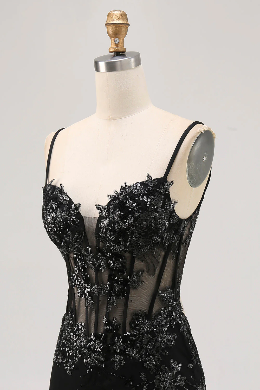 Paillettes scintillantes vert foncé Moulante corset dos nu Robe de retour - Image 14