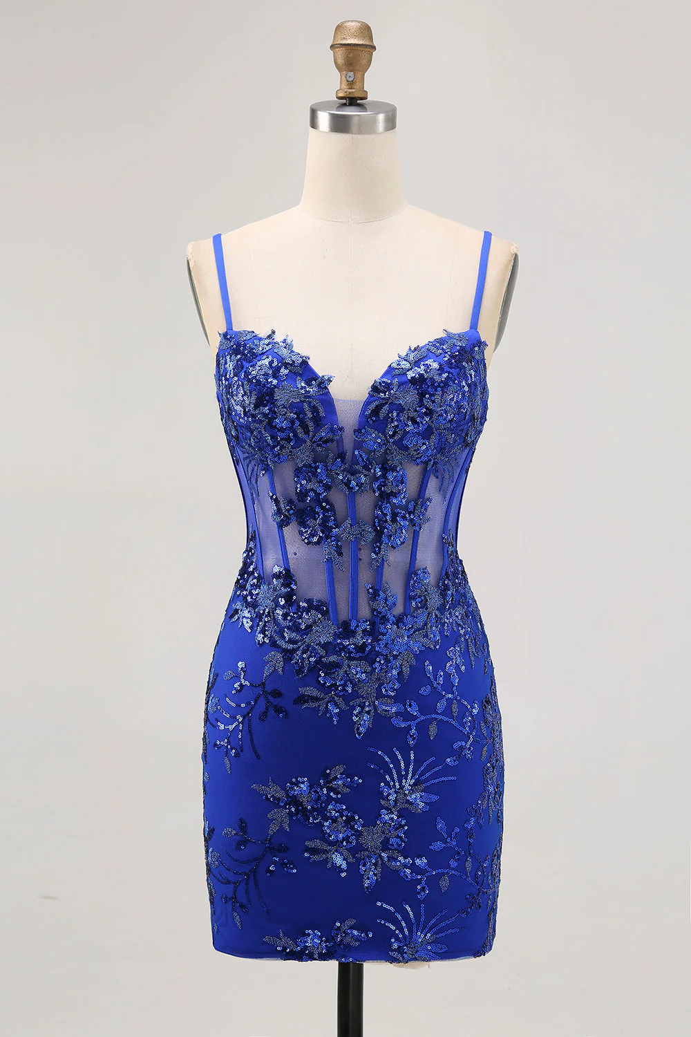 Paillettes scintillantes vert foncé Moulante corset dos nu Robe de retour - Image 15
