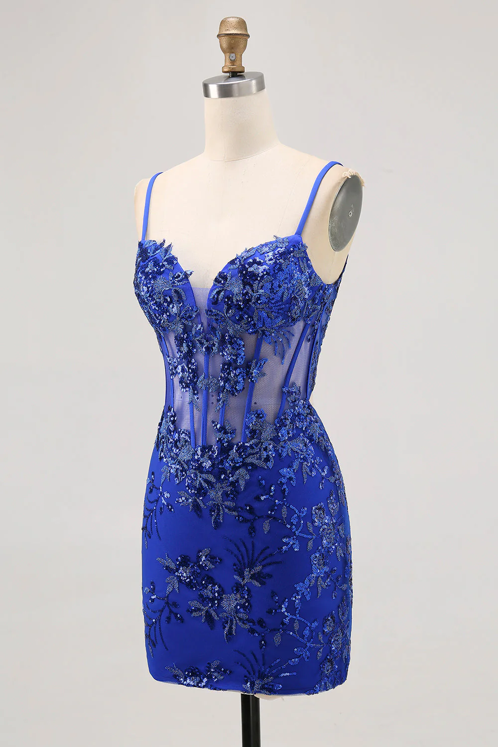 Paillettes scintillantes vert foncé Moulante corset dos nu Robe de retour - Image 17