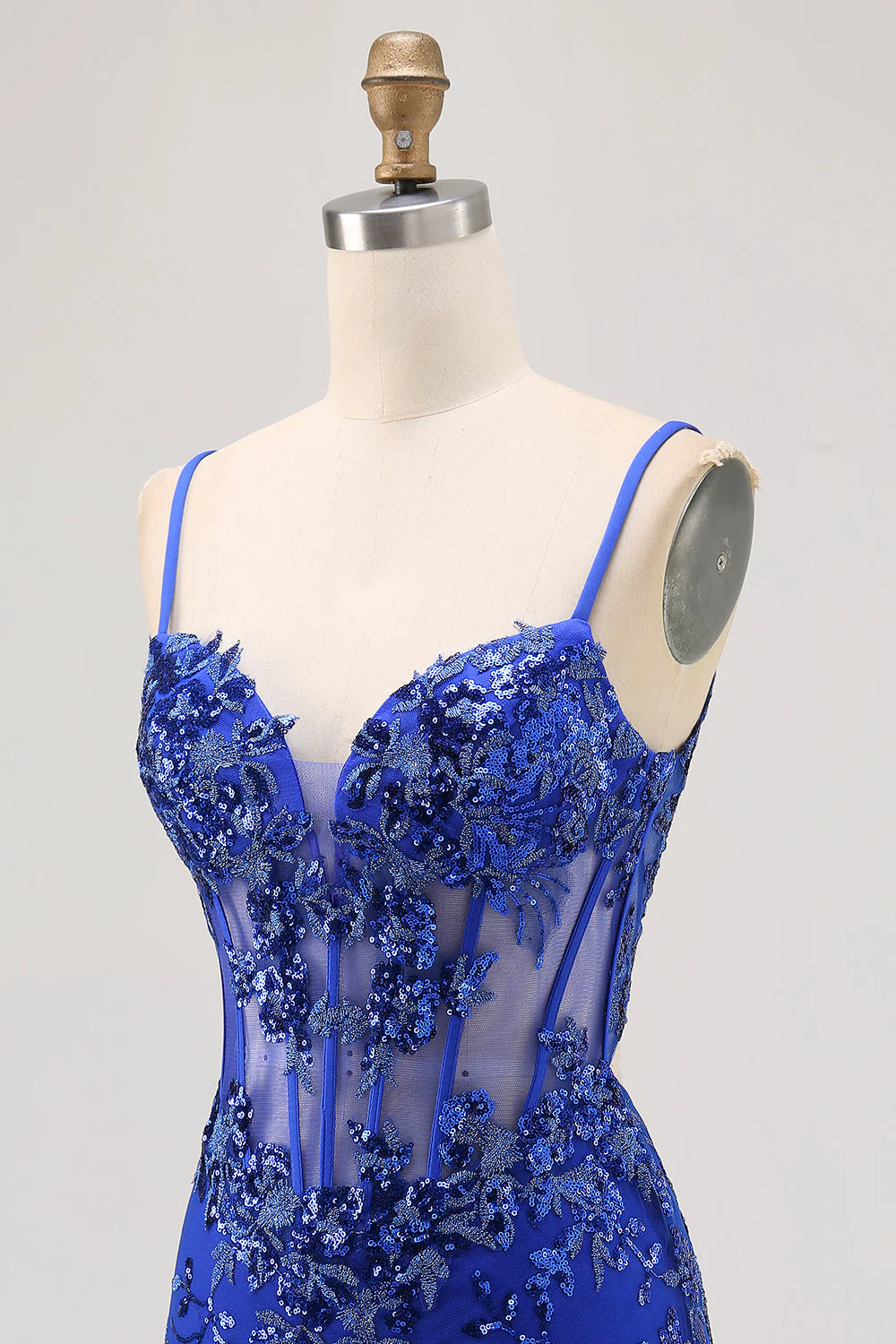 Paillettes scintillantes vert foncé Moulante corset dos nu Robe de retour - Image 20