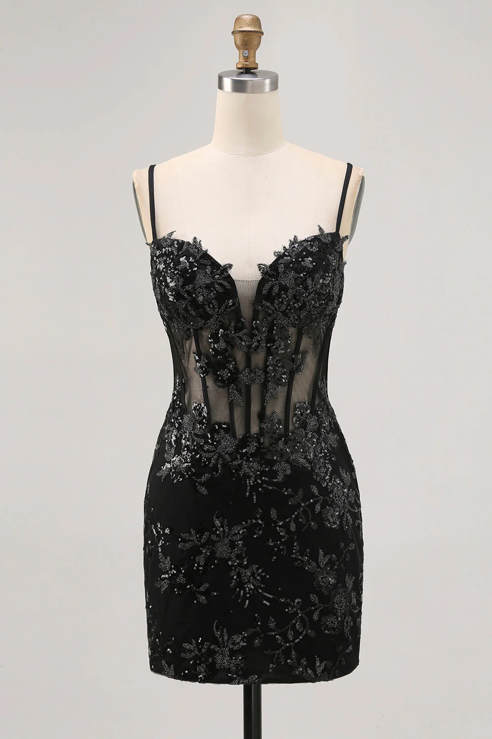 Paillettes scintillantes vert foncé Moulante corset dos nu Robe de retour - Image 9