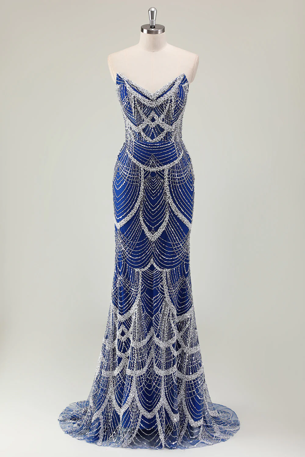 Robe de soirée longue vert foncé à paillettes et bustier style sirène - Image 7