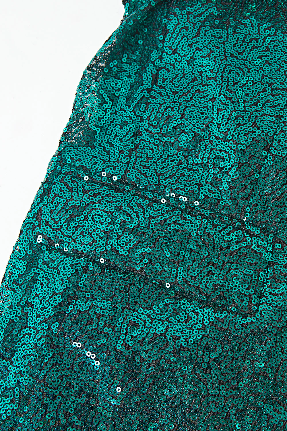 Paillettes vertes scintillantes à revers cranté femmes costumes avec ceinture - Image 11